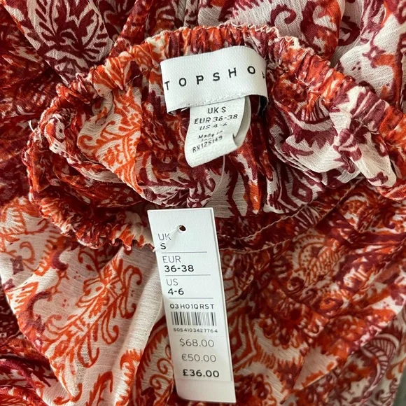 NWT Topshop paisley print cover-up chiffon maxi dress. Size 4-6. - Picture 3 of 4